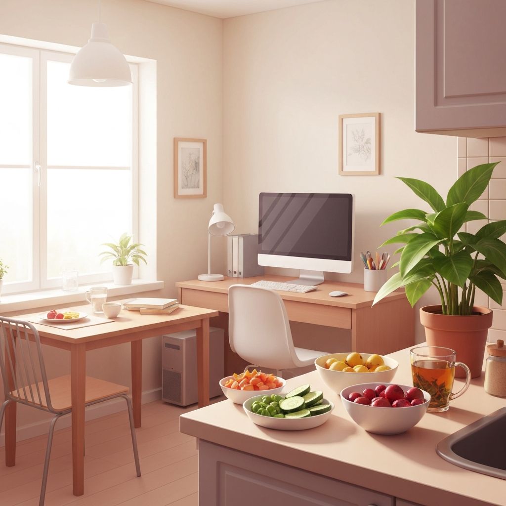 Home office setup with comfortable workspace